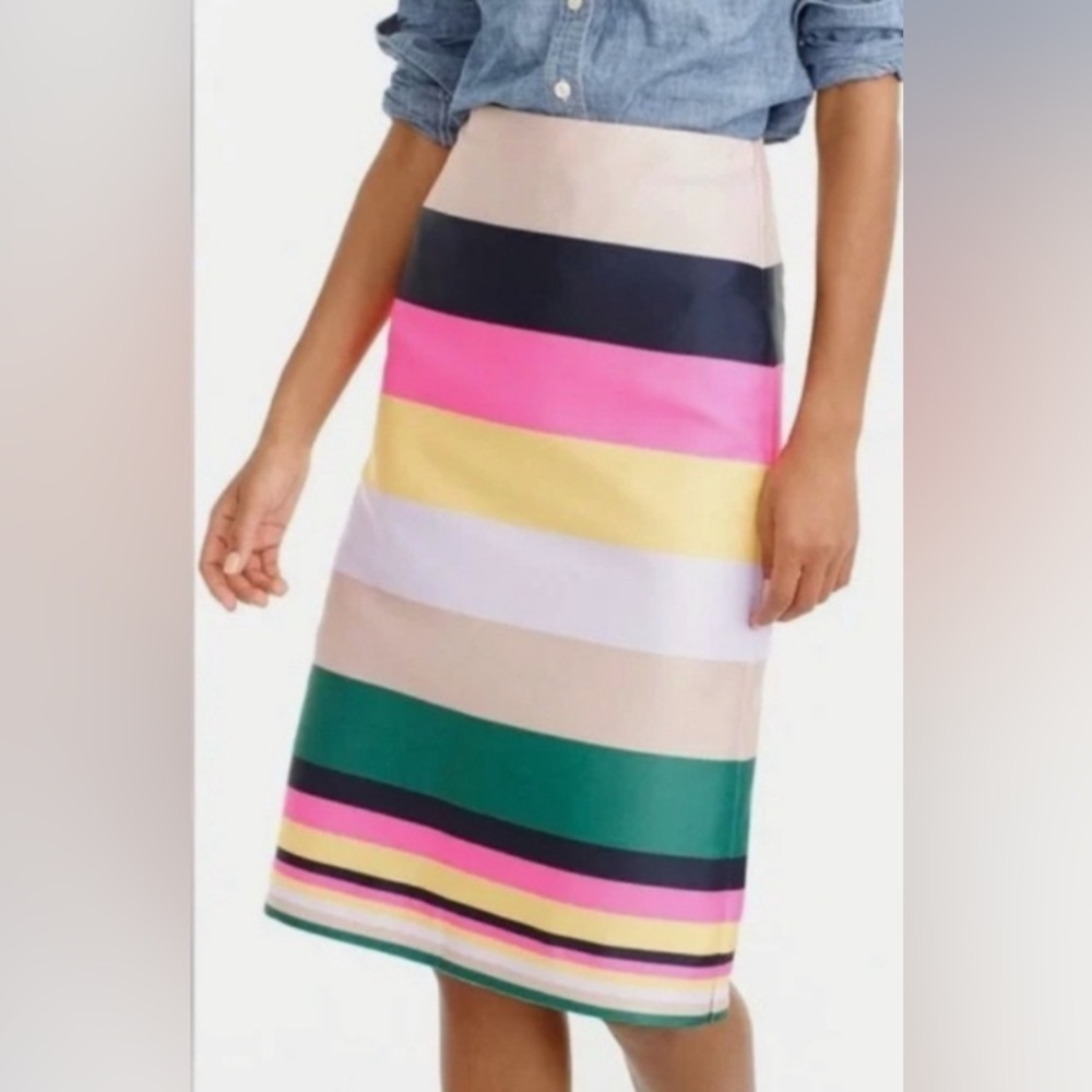 NWT NEVER WORN J. Crew satin stripe pencil skirt size 12